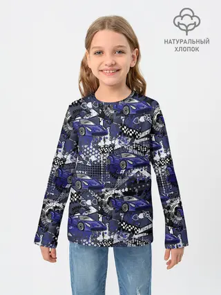 Детский лонгслив / Гоночная машина