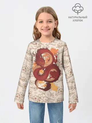 Детский лонгслив / Китайский Дракон и Сакура