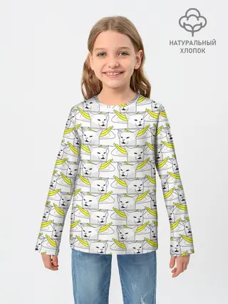 Детский лонгслив / Кот с бананом