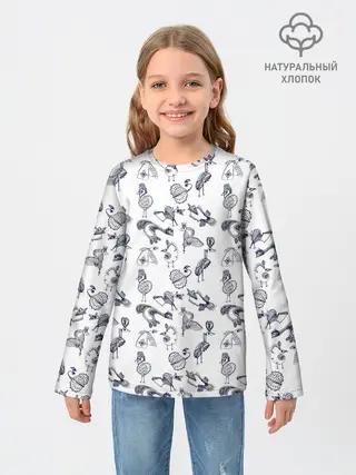 Детский лонгслив / Скетч сказочные птицы
