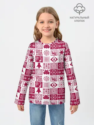 Детский лонгслив / Новогодний рождественский узор