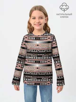 Детский лонгслив / Полосатый этнический орнамент