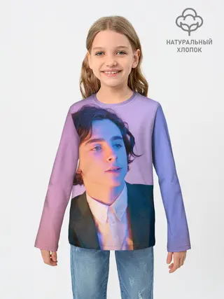 Детский лонгслив / Timothee Chalamet розовый градиент