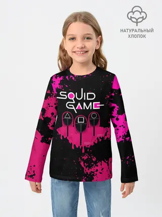 Детский лонгслив / Squid Game брызги красок стража.