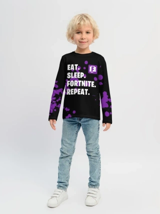 Детский лонгслив / Eat Sleep Fortnite Repeat