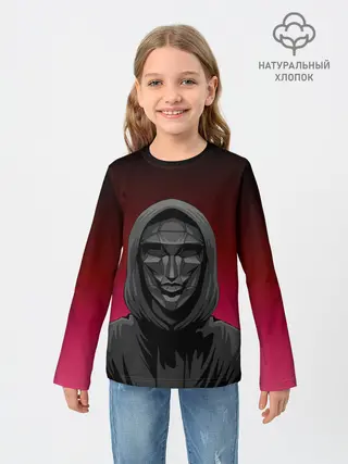 Детский лонгслив / Распорядитель игры на черно розовом фоне