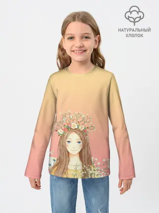 Детский лонгслив / девочка и кролик
