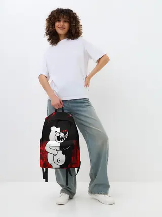 Рюкзак джинсовый / MONOKUMA В ПЛАМЕНИ / МОНОКУМА