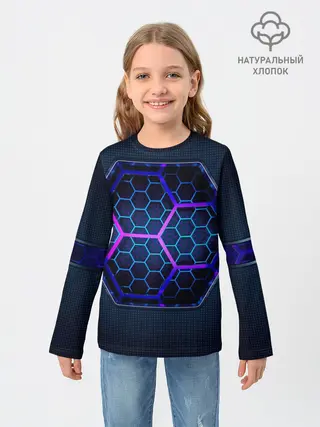 Детский лонгслив / Цветные соты 3D
