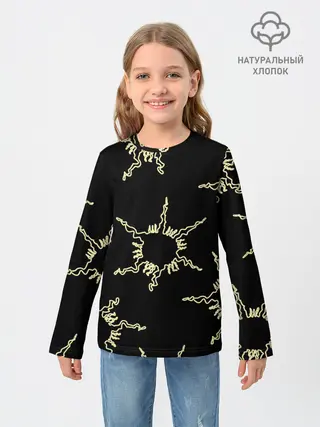 Детский лонгслив / чёрное солнце