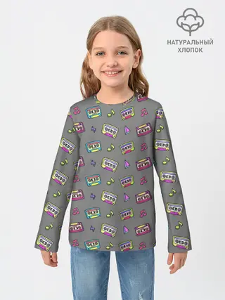 Детский лонгслив / Касеты и ноты