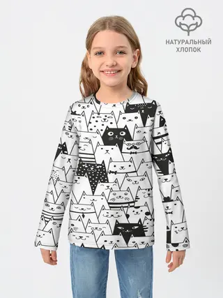 Детский лонгслив / КОТЫ WHITE