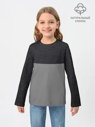 Детский лонгслив / текстура черная кожа рельеф