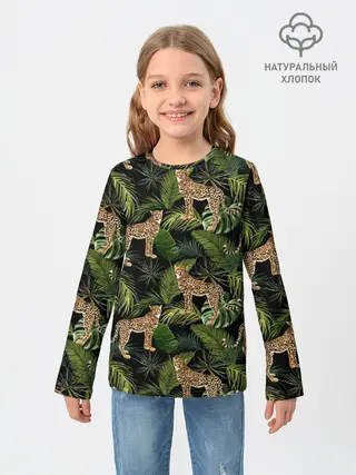 Детский лонгслив / Леопарды на ветках