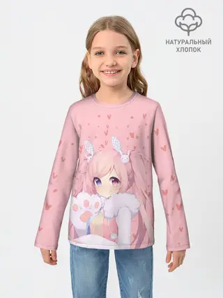 Детский лонгслив / Catgirl pink