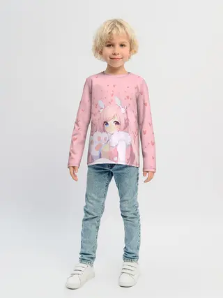 Детский лонгслив / Catgirl pink