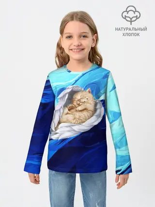 Детский лонгслив / Котик Ангелочек