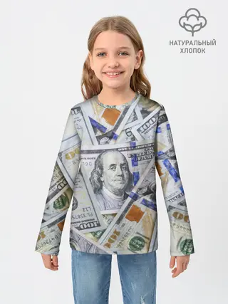 Детский лонгслив / Доллары