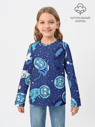 Детский лонгслив / Кот Космонавт