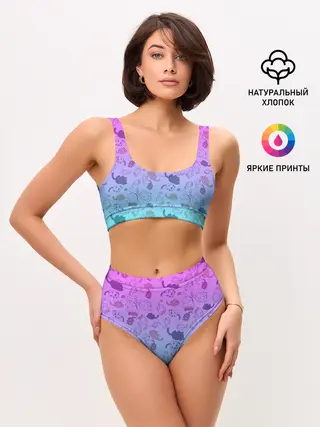 Женские топ и трусы / Котики в полете