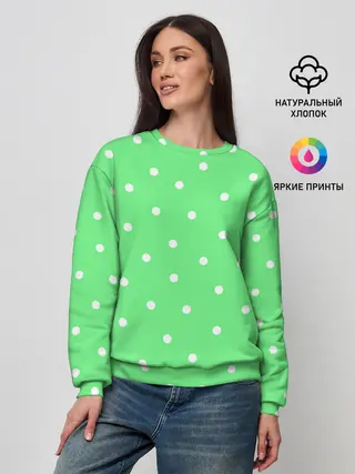 Женский свитшот / Горошек на зеленом