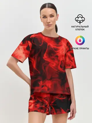 Женская пижама с шортами / Красный дым