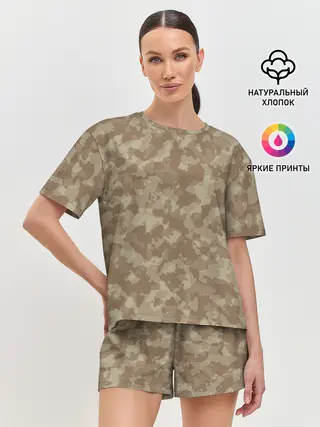 Женская пижама с шортами / Хаки