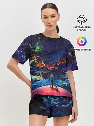 Женская пижама с шортами / Космос