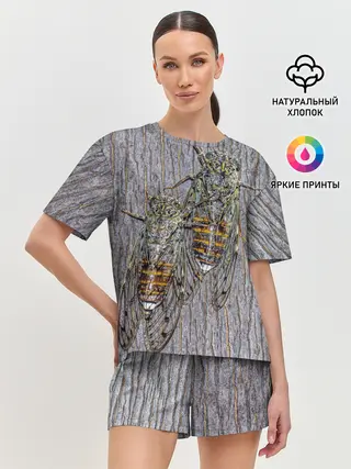 Женская пижама с шортами / Цикады
