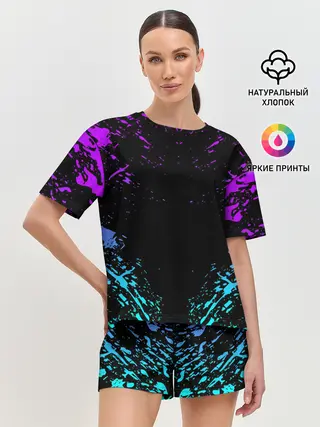 Женская пижама с шортами / НЕОНОВЫЕ БРЫЗГИ