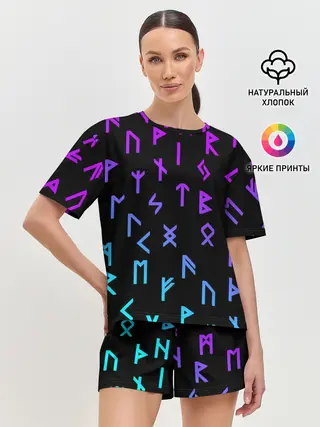 Женская пижама с шортами / РУНЫ | РУСЬ | СИМВОЛЫ