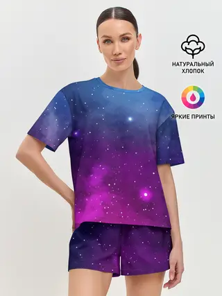 Женская пижама с шортами / НЕОНОВЫЙ КОСМОС