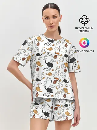 Женская пижама с шортами / Котики.