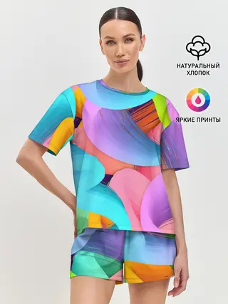 Женская пижама с шортами / абстракция