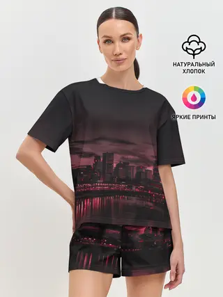 Женская пижама с шортами / shadow night city