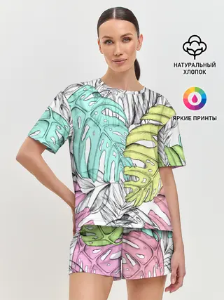 Женская пижама с шортами / ТЕКСТУРА ТРОПИКИ