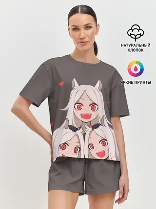 Женская пижама с шортами / Cerberus с сердечками Helltaker