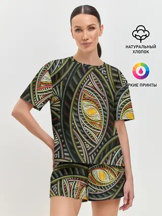Женская пижама с шортами / Абстракция глаз узор линии