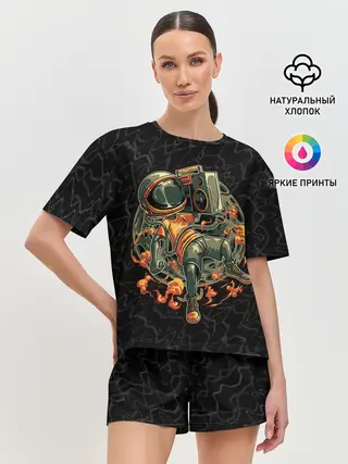 Женская пижама с шортами / Космическая музыка