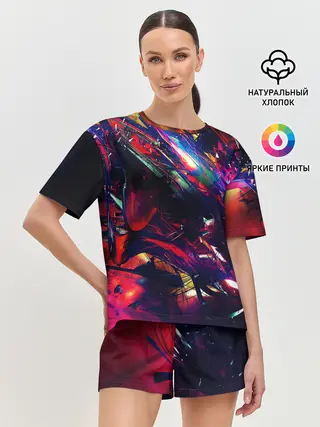 Женская пижама с шортами / DIGITAL STRIPES