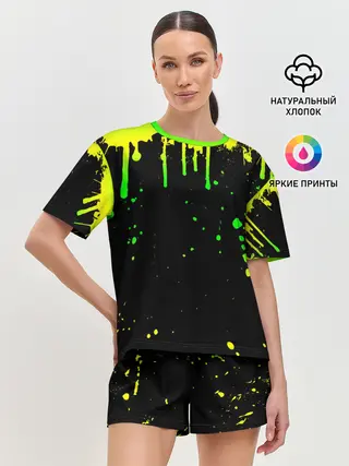 Женская пижама с шортами / НЕОНОВЫЕ ПОДТЕКИ