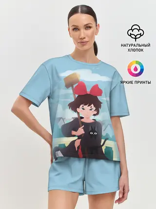 Женская пижама с шортами / ВЕДЬМИНА СЛУЖБА ДОСТАВКИ. Иллюстрация