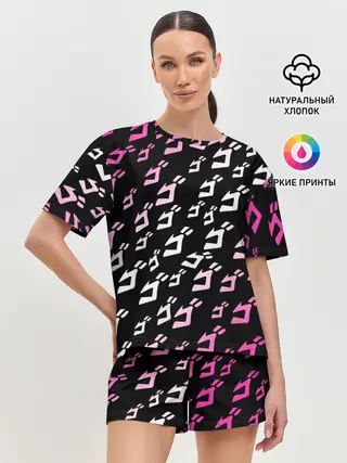 Женская пижама с шортами / Паттерн джоджо белорозовый