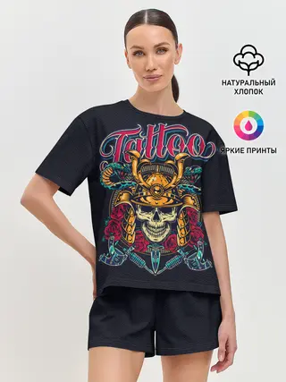 Женская пижама с шортами / Череп со змеями