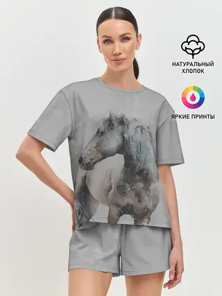 Женская пижама с шортами / лошадь