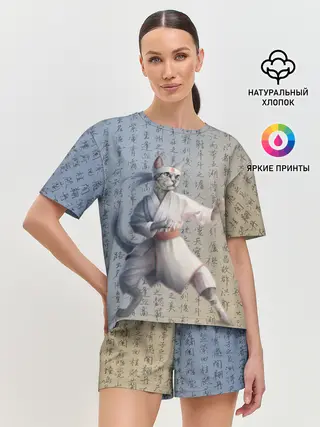 Женская пижама с шортами / Karate cat