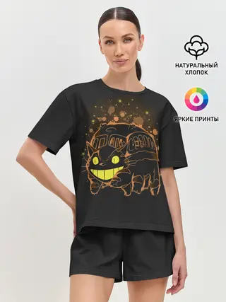 Женская пижама с шортами / My Neighbor Totoro оранжевый кот