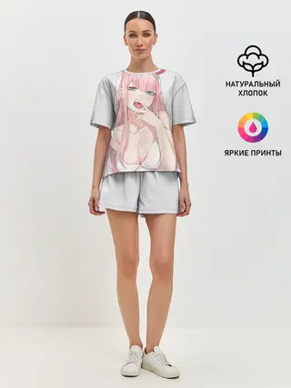 Женская пижама с шортами / Ahegao Zero Two