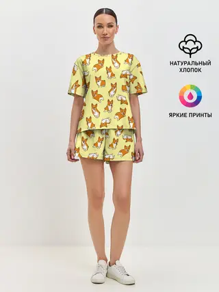 Женская пижама с шортами / Корги
