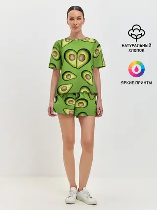 Женская пижама с шортами / Люблю авокадо